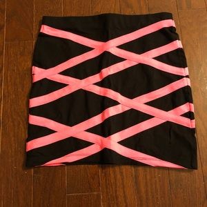 Black and neon pink skirt
